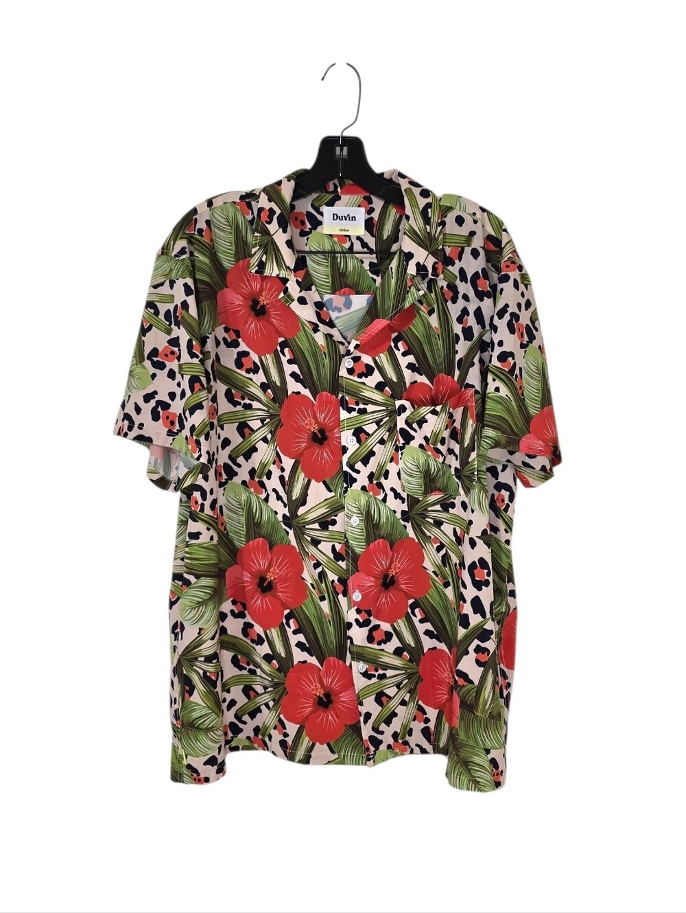 Duvin Leo Floral Buttonup Shirt Short Sleeve Men's Medium Camp Shirt